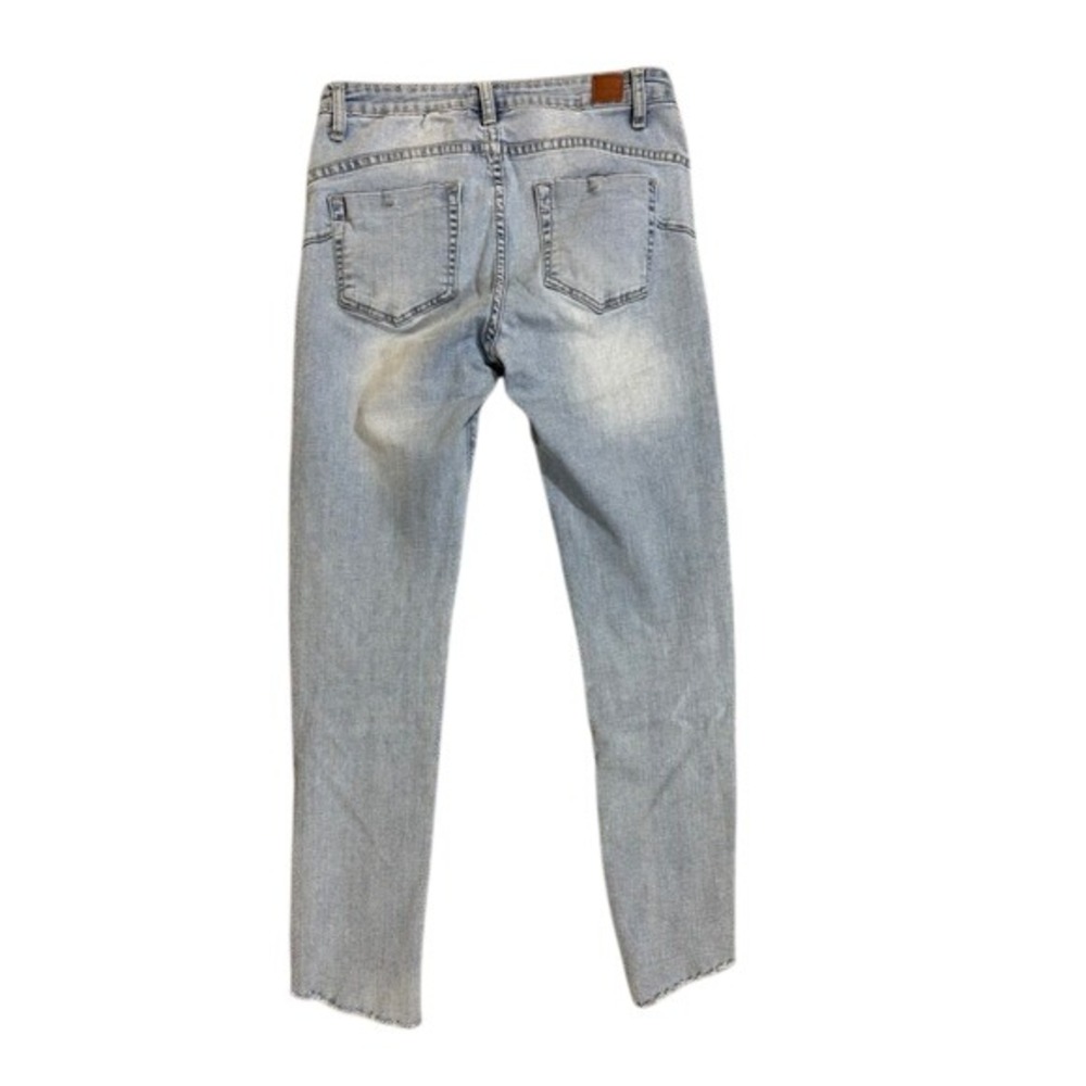 Zuiki Distressed Skinny Jeans Womens Size 44 Light Blue Denim Raw Hem - Picture 2 of 3